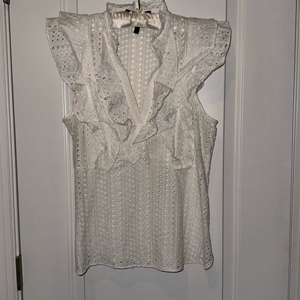 Bcbg eyelet white top
